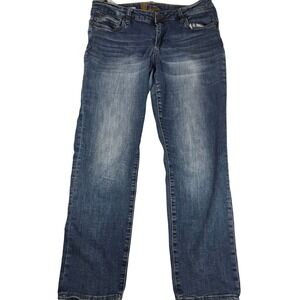 KUT from the Kloth Katy Boyfriend‎ Jeans Distressed Whiskered Denim Blue Size 12